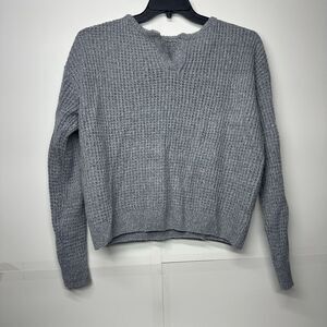 SHEIN Women's Gray Knit Sweater Size Large – Waffle Texture Pullover